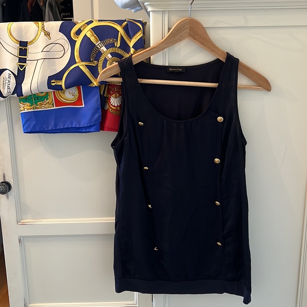 Massimo Dutti Navy Blue Blouse Top
